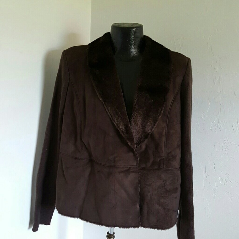 Jaclyn Smith Penny Line Brown Long Sleeve women jacket size XL